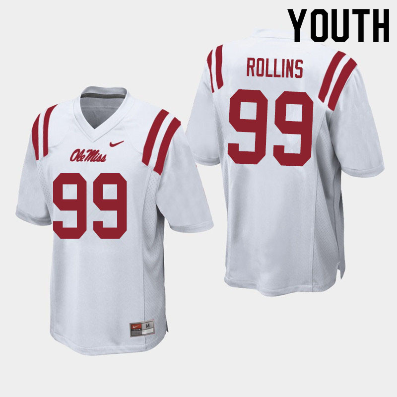 Youth #99 DeSanto Rollins Ole Miss Rebels College Football Jerseys Sale-White